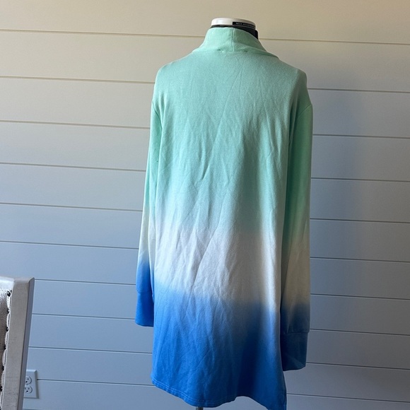 Boston Proper cardigan Aqua Open large three toned - Picture 4 of 6